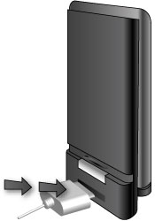 To recharge or dock  Attach iPod charging cable (not included) to recharge your NuPower ViDEO+.