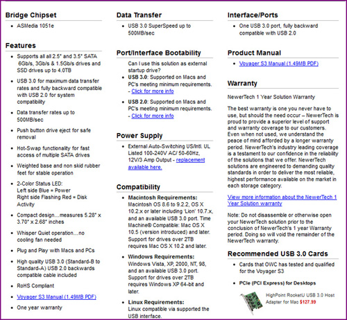 Voyager Specs