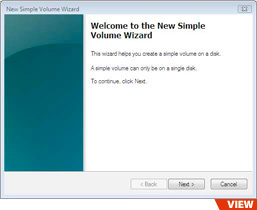 Vista New Simple Volume Wizard