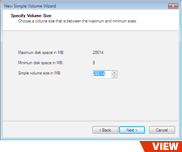 Vista Specify Volume Size