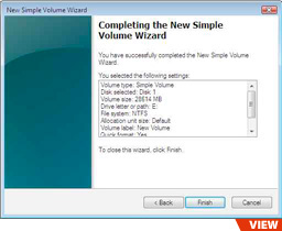 Vista Completing Simple Volume Wizard