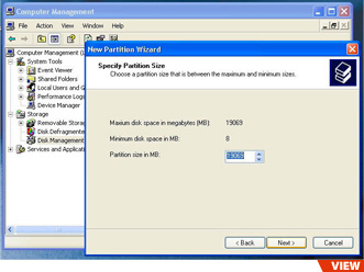 Select Partition Size