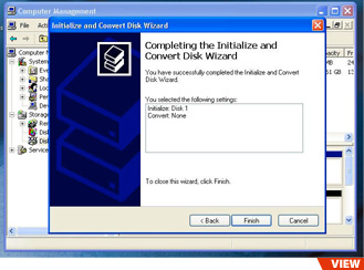 Completing Disk Wizard