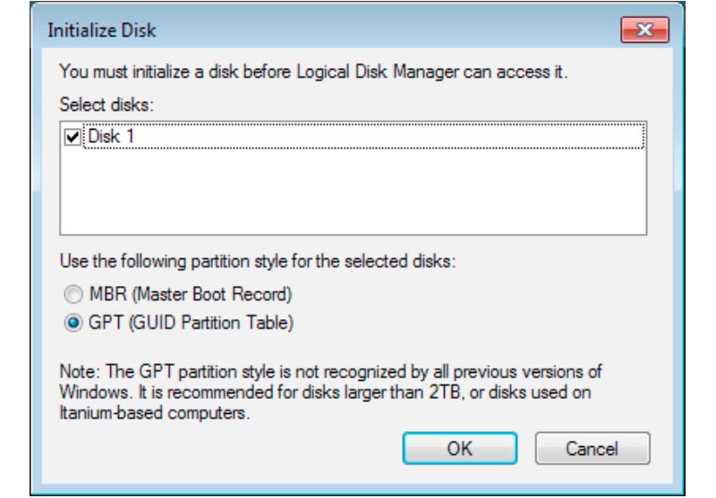 initialize a disk
